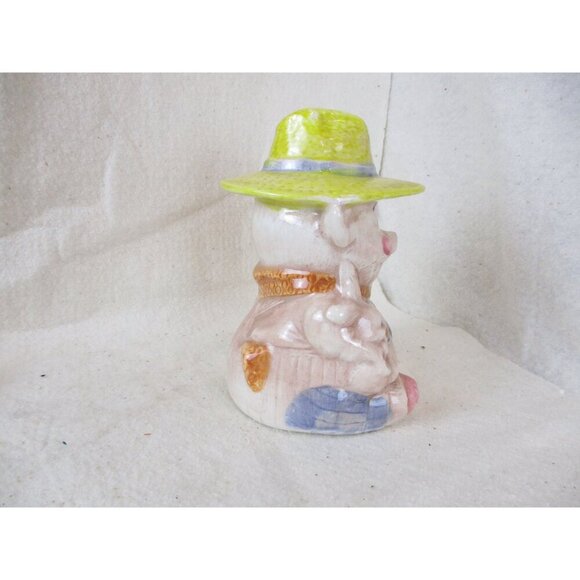 Pig Farmer piggy bank Treasure Craft Overalls cowboy hat Home goods collectables - Picture 3 of 6